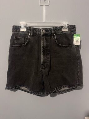 Zara Washed Black High-Rise Denim Shorts